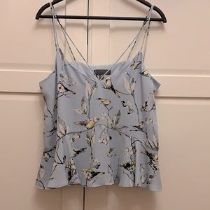 Light Blue Bird Print Flowy Camisole